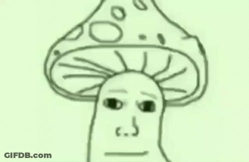 Black And White Mushroom With Face GIF