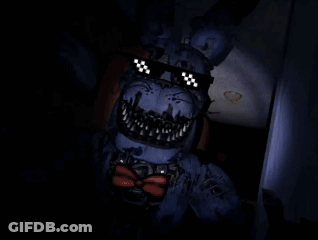 Black And White Nightmare Freddy With Purple Hat GIF
