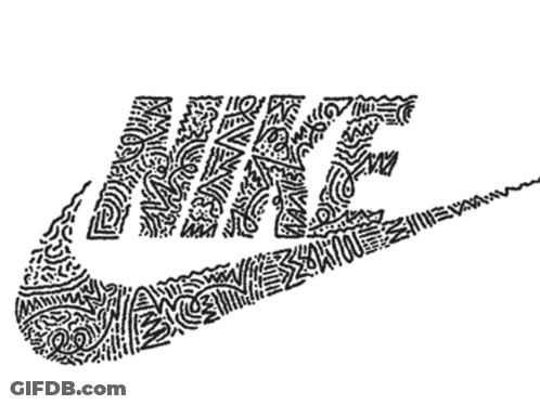 Black And White Nike Logo With Pattern GIF