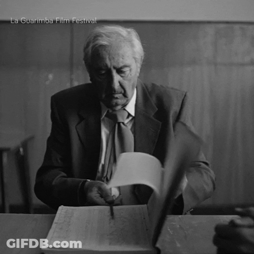 Black And White Old Man Checklist GIF