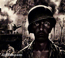 Black And White Painting Of Soldier With Helmet GIF