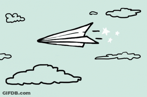 Black And White Paper Airplane Flying GIF