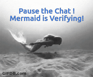 Black And White Pause The Chat Mermaid Is Verifying GIF