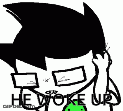 Black And White Person He Woke Up GIF