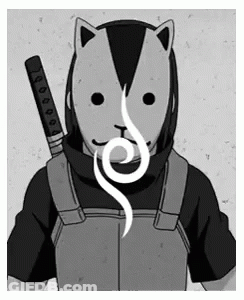 Black And White Person In Cat Mask GIF