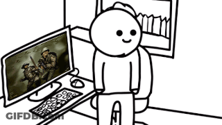 Black And White Person In Front Of Computer GIF