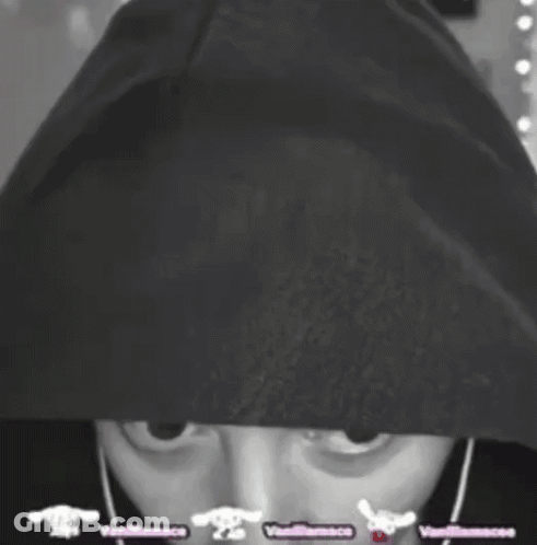 Black And White Person In Hoodie Saying Vanillamace GIF