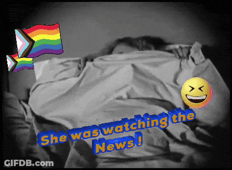 Black And White Person Laying In Bed She Was Watching News GIF