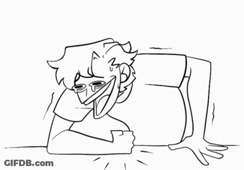 Black And White Person Laying On Bed Funny Face GIF