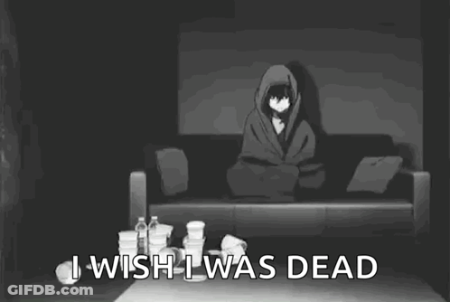 Black And White Person Lying On Couch With Trash GIF