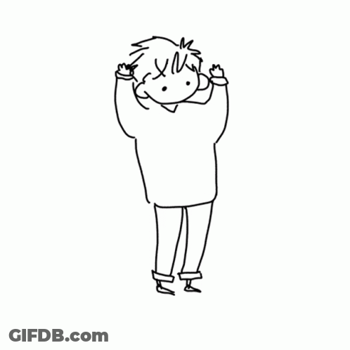 Black And White Person Standing With Hands Up GIF