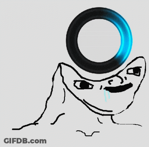 Black And White Person With Blue Circle On Head GIF