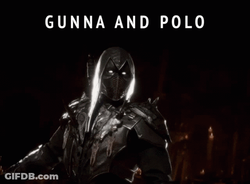 Black And White Person With Gunna And Polo Text GIF