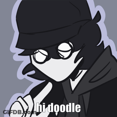 Black And White Person With Hi Doodle GIF