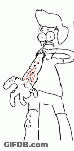 Black And White Person With Red Spots On Arm GIF