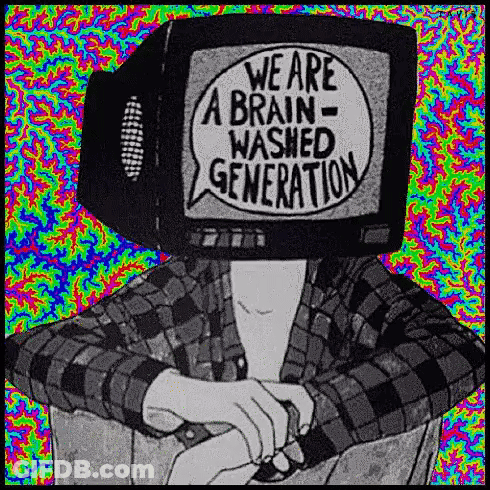 Black And White Person With TV Head GIF
