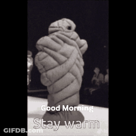 Black And White Person Wrapped In Blanket Good Morning Stay Warm GIF