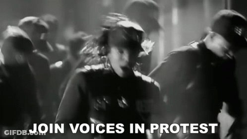 Black And White Photo Join Voices In Protest GIF