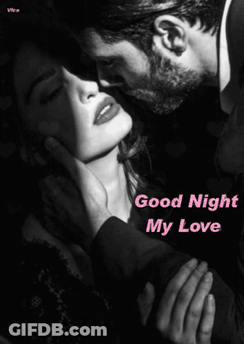 Black And White Photo Man Kissing Woman Good Night My Love GIF