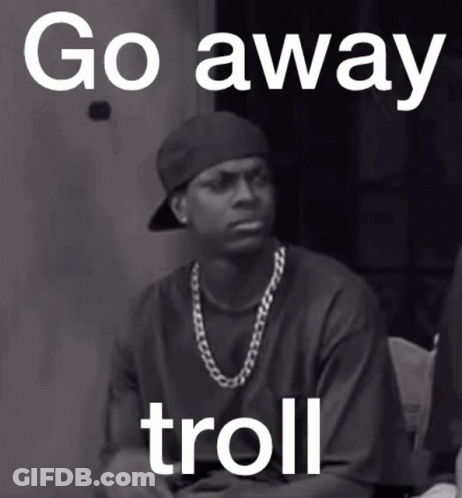 Black And White Photo Man Saying Go Away Troll GIF