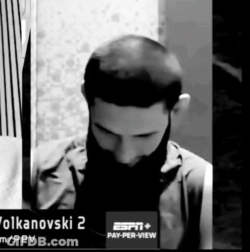 Black And White Photo Man Saying Volkanovski 2 GIF