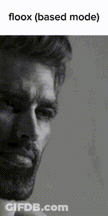 Black And White Photo Of Bearded Man Saying Floox (Based Mode) GIF