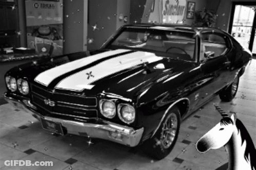 Black And White Photo Of Black SS Car GIF