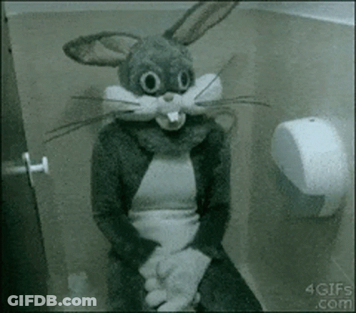 Black And White Photo Of Bugs Bunny Costume GIF