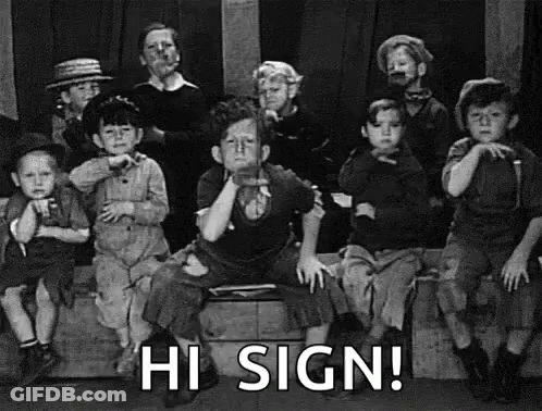 Black And White Photo Of Children On Ledge Saying Hi Sign GIF