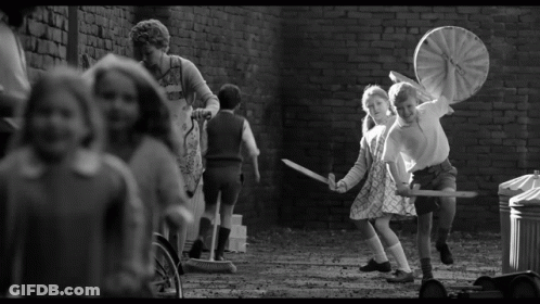 Black And White Photo Of Children Playing GIF