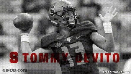 Black And White Photo Of Football Player Tommy Devito GIF