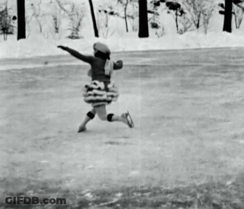Black And White Photo Of Ice Skater GIF