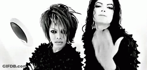 Black And White Photo Of Janet Jackson And Michael Jackson GIF