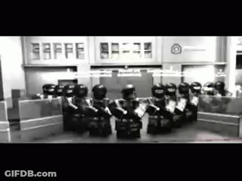 Black And White Photo Of Lego Soldiers In Line GIF