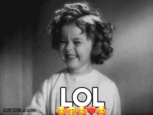 Black And White Photo Of Little Girl Saying LOL GIF