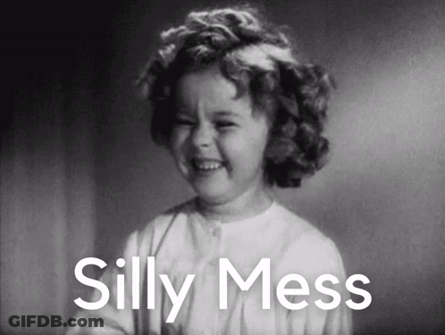 Black And White Photo Of Little Girl Saying Silly Mess GIF