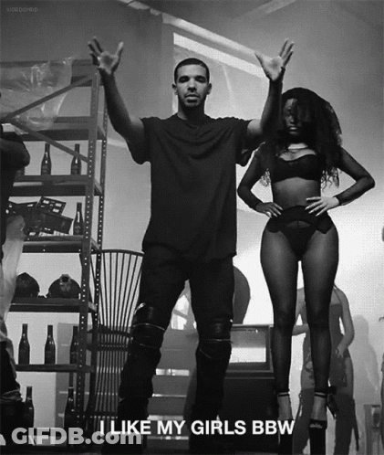 Black And White Photo Of Man And Woman Saying I Like My Girls BBW GIF