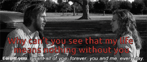 Black And White Photo Of Man And Woman Saying Why Can't You See That My Life GIF