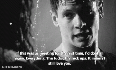 Black And White Photo Of Man Saying If This Was Us Meeting For The First Time GIF