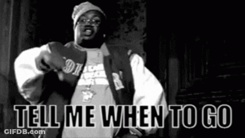 Black And White Photo Of Man Saying Tell Me When To Go GIF