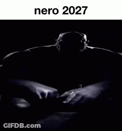 Black And White Photo Of Man With Beard And Text Nero 2027 GIF