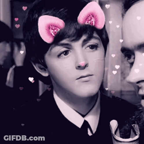 Black And White Photo Of Man With Cat Ears GIF