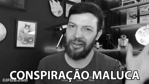 Black And White Photo Of Man With Conspiracao Maluca GIF