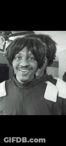 Black And White Photo Of Man With Wig GIF