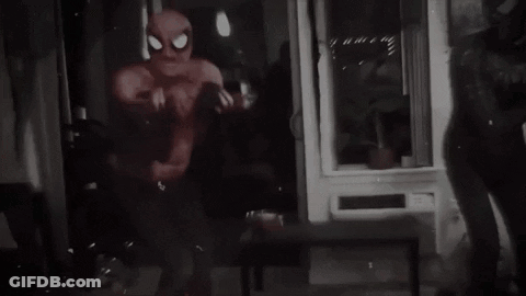 Black And White Photo Of Person In Spider-Man Costume GIF