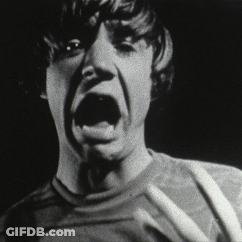 Black And White Photo Of Person Mouth Wide Open GIF
