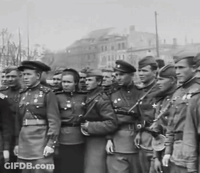 Black And White Photo Of Soldiers In A Line GIF