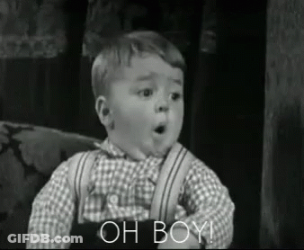 Black And White Photo Of Surprised Little Boy GIF