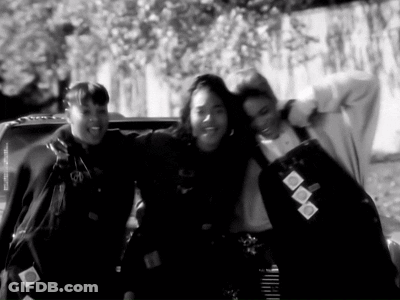 Black And White Photo Of Three Girls Posing GIF