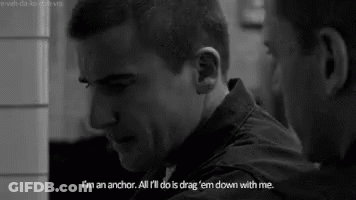 Black And White Photo Of Two Men Saying I'm An Anchor GIF